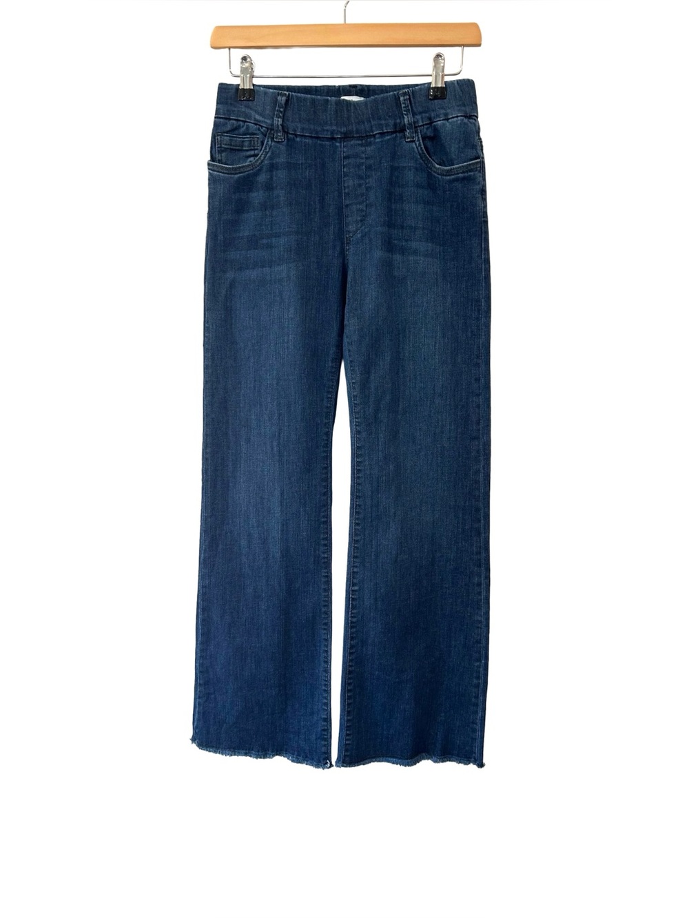 Bevy Flog Amanda pull on jeans 26 blue denim elastic waist flare stretch